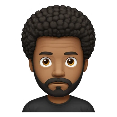 black man with beard, mustache, and short afro frowing wearing a black tee sticker