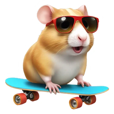 Hamster skating wearing sunglasses sticker