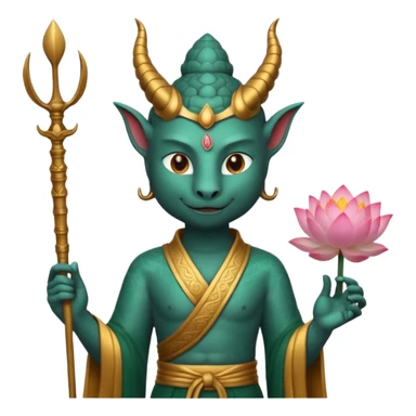 man with dragon head, scepter, buddhism, lotus sticker
