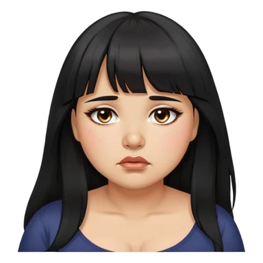 Latina girl with bangs black long hair plus size tears emotion sticker