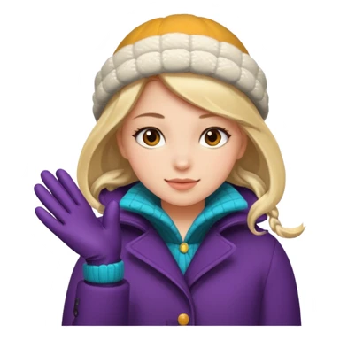 The girl is wearing a warm winter coat and a pair of woolen gloves. sticker