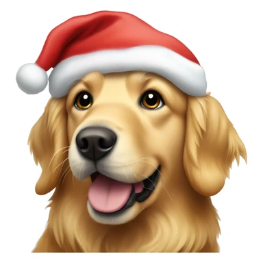 Golden retriever in Santa hat sticker