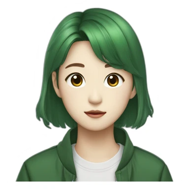 k pop trainee wears forest-green clothes sticker