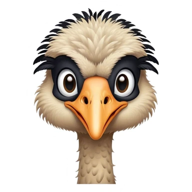 A cute cartoon adult male ostrich with black feathers. sticker