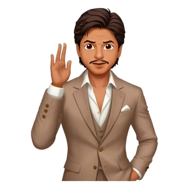 Cinematic Realistic portrait of Shah Rukh Khan, portrayed as a charismatic film star with expressive features and stylish contemporary attire, rendered in rich, dynamic lighting that captures his magnetic presence sticker