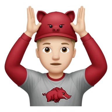Arkansas razorbacks fan with hands raised over head sticker