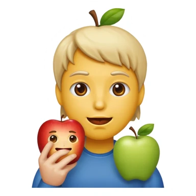 Emoji  iPhone Android comendo uma maça sticker