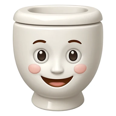 Cartoon toilet with human face emerging from bowl sticker