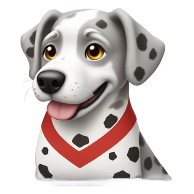 Grey and white spotted dog playing chiefs football sticker