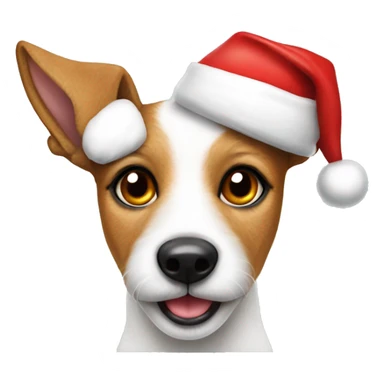Mini fox terrier wearing santa hat sticker
