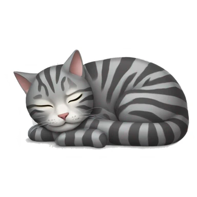 Grey striped cat curled up sleeping sticker
