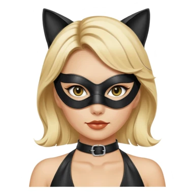 blonde woman with leather cat eye mask and leather halter neck blouse sticker