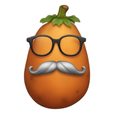 a sweet potato with glasses and a big beard sticker