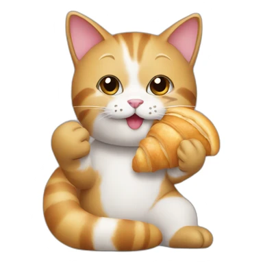 cat eating croissant with hand sticker