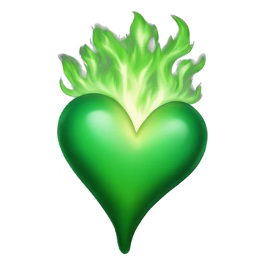 Corazon verde encendido en fuego verde  sticker