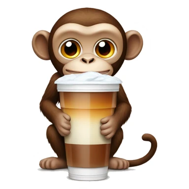 Monkey with iced americano  sticker