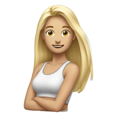 blonde long hair and exercise sticker