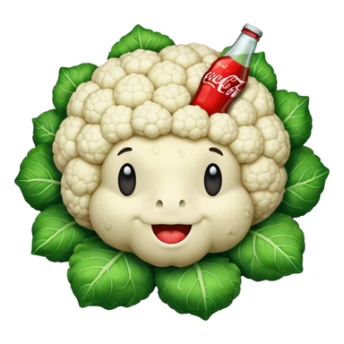 cauliflower drinking coke sticker