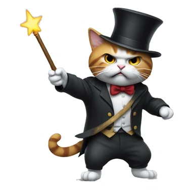 Angry magician cat with a wand in his hand sticker