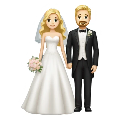wedding couple. groom has goatee. bride has blonde hair sticker
