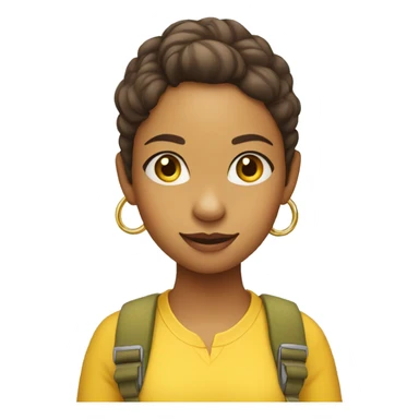 Female Little dinosaur with Yellow shirt and Hoop earrings sticker