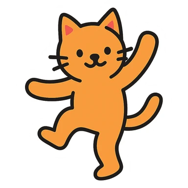 simple colorful icon of a dancing cat sticker