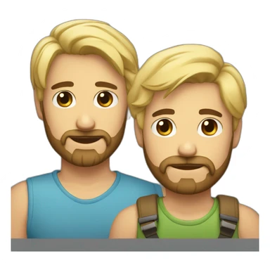 Gay male couple one of them Latino with beard male and the other guy an Australian blonde hair , with a cat in the middle sticker
