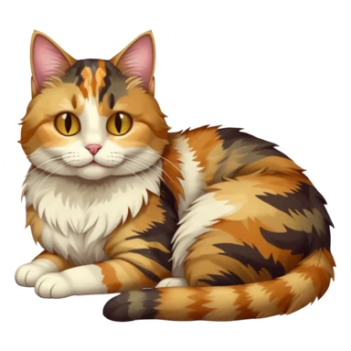 full body colourful light patched calico tabby cat with hazel eyes sleeping sticker