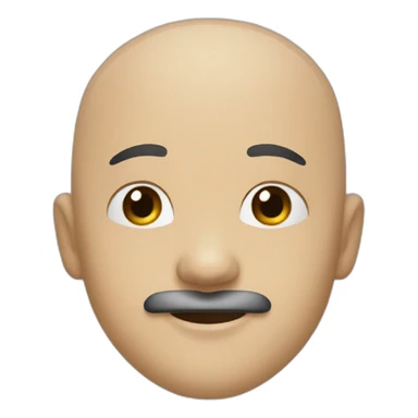 A bald asian male with black mustache and beard smiling sticker
