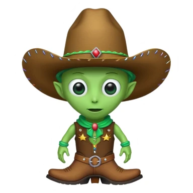 Alien with a birthday hat and cowboy boots  sticker