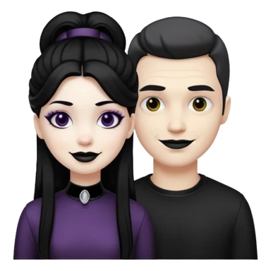 a goth girl standing behind a white guy sticker