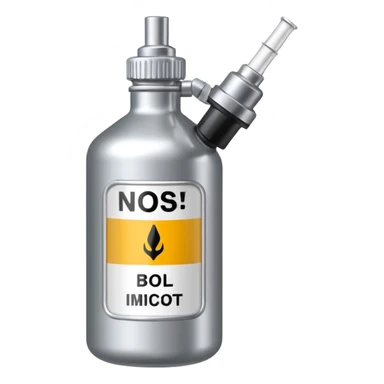 bombona de inyeccion de nitro con un cartelito que ponga NOS sticker