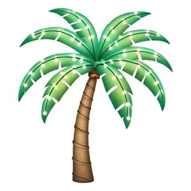 Green pastel palm tree with fairy lights around it sticker