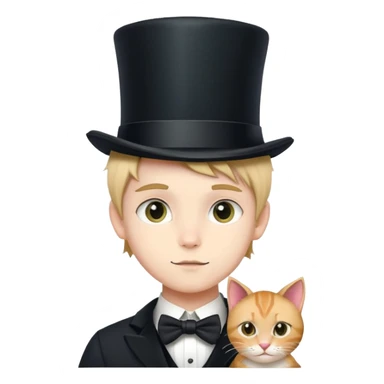 realistic boy with cat ears & a top hat  sticker