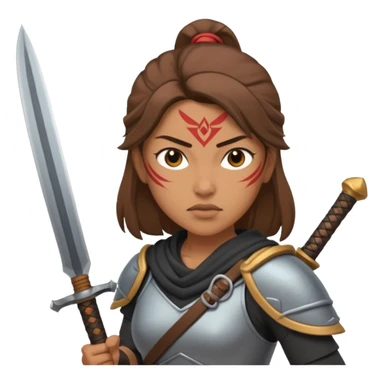 a woman warrior with blade sticker