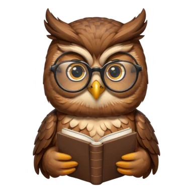 owl wearing glasses holding book sticker