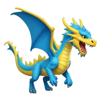blue lung dragon with a yellow mane running sticker