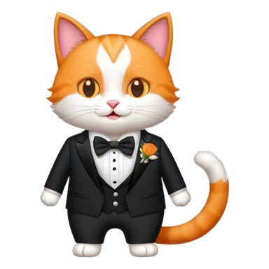 happy cat dressed as the groom at a wedding sticker