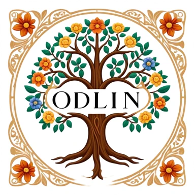 created a highly detailed family genealogy logo using the name Odlin and multiple colors. sticker