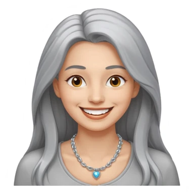 Female with Silver Necklace, grey skin,long hair, more bright silver,hihligt necklace, different expressions. sticker