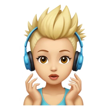 Chick with a faux hawk listening to music sticker