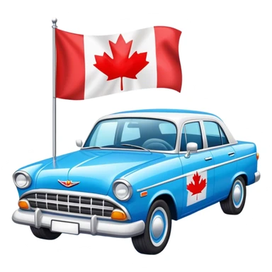 blue sedan with canadian flag and bachelorette party sign  sticker