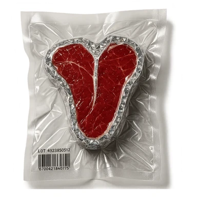 meat steak made of diamond, glossy and puffy, no background sticker