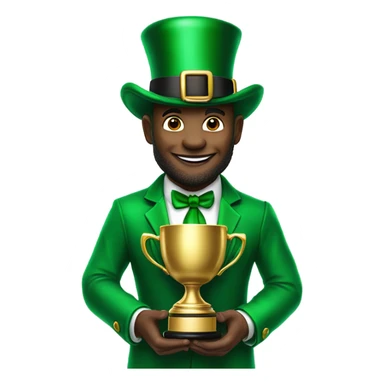 A leprechaun holding a football trophy o sticker