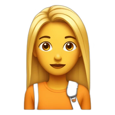 chica pelo largo naranja con tijeras sticker