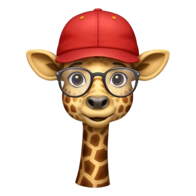 Giraffe wearing a cap and glasses sticker
