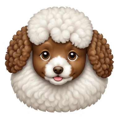 Brown poodle with white  sticker