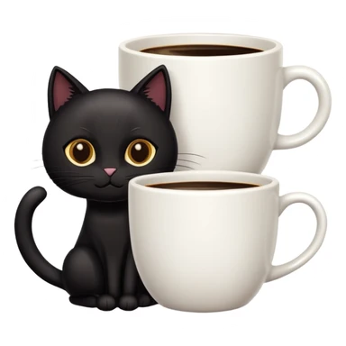 Black cat with coffee sticker