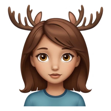 Make a cute girl deer with brown hair and big brown eyes give her lashes and her skin medium sticker