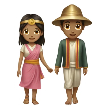 A girl and a boy going temple  sticker